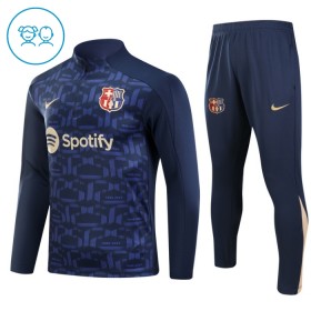 Tréninkový Mikina Barcelona Čtvrt Zip Navy 2024-25 - Dětské
